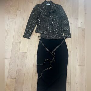 St. John Evening by Marie Gray Black and Gold Evening Jacket, Dress & Belt